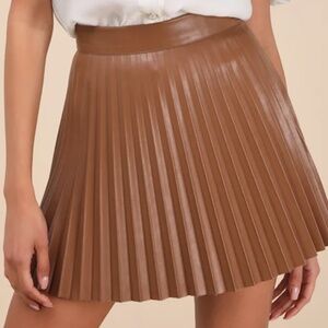 Lulu's Brown Pleated Skater Skirt